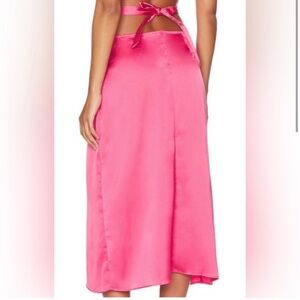 WeWoreWhat Revolve Pink Satin Skirt Silky NEW $80 NWT Luxury Designer Cut Out